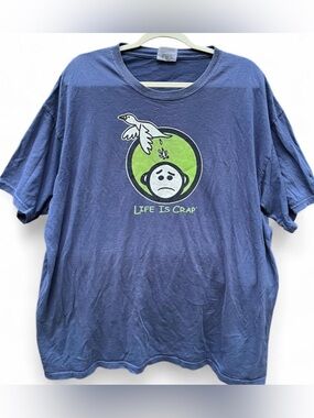 Life is Good Parody,Life Is Crap Graphic Tee - Blue Size XL